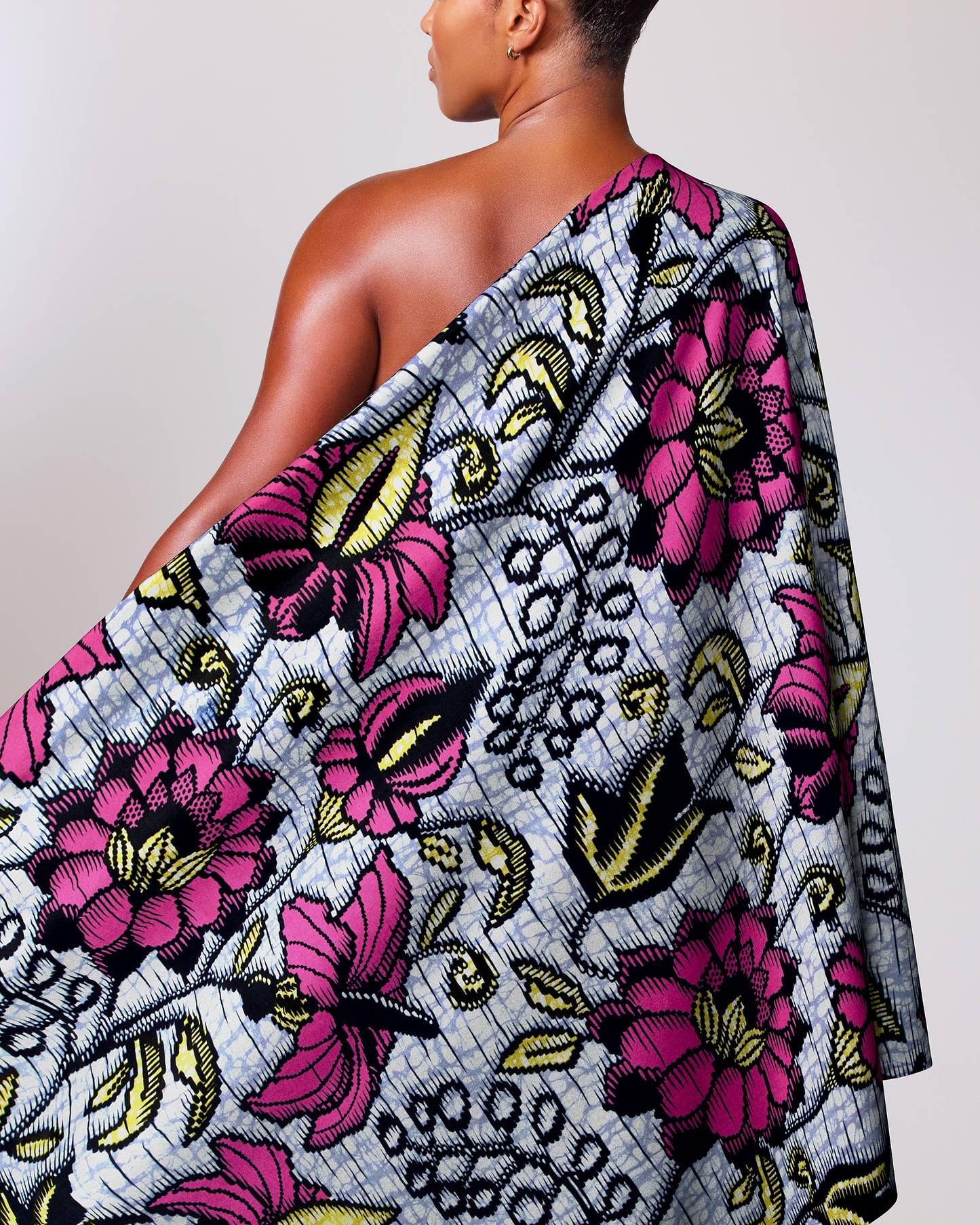 Vibrant one-shoulder wrap dress bold super-wax vls6412.016