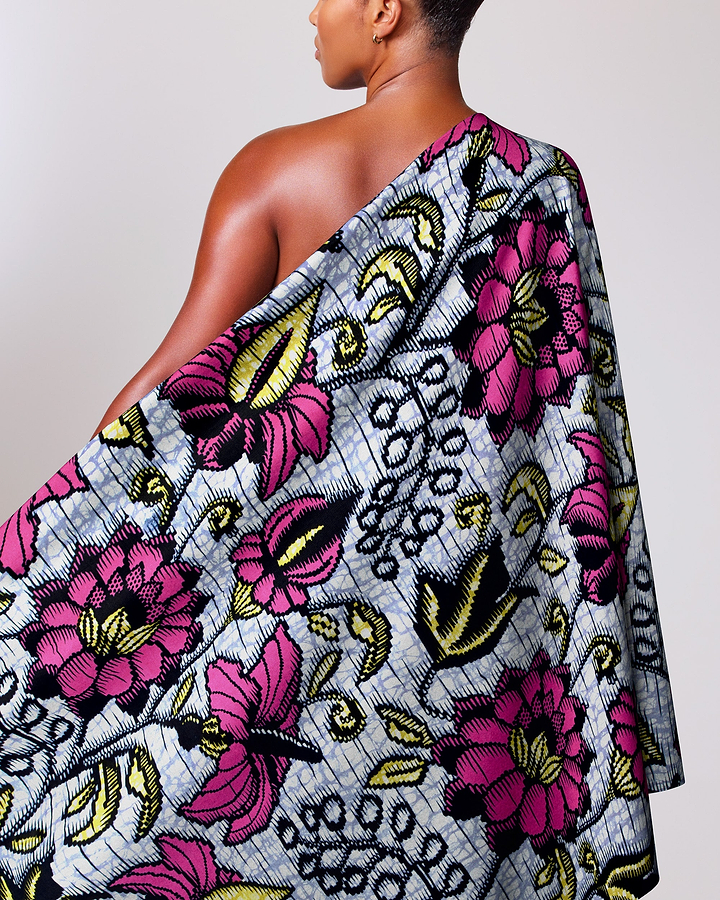 Vibrant one-shoulder wrap dress bold super-wax vls6412.016
