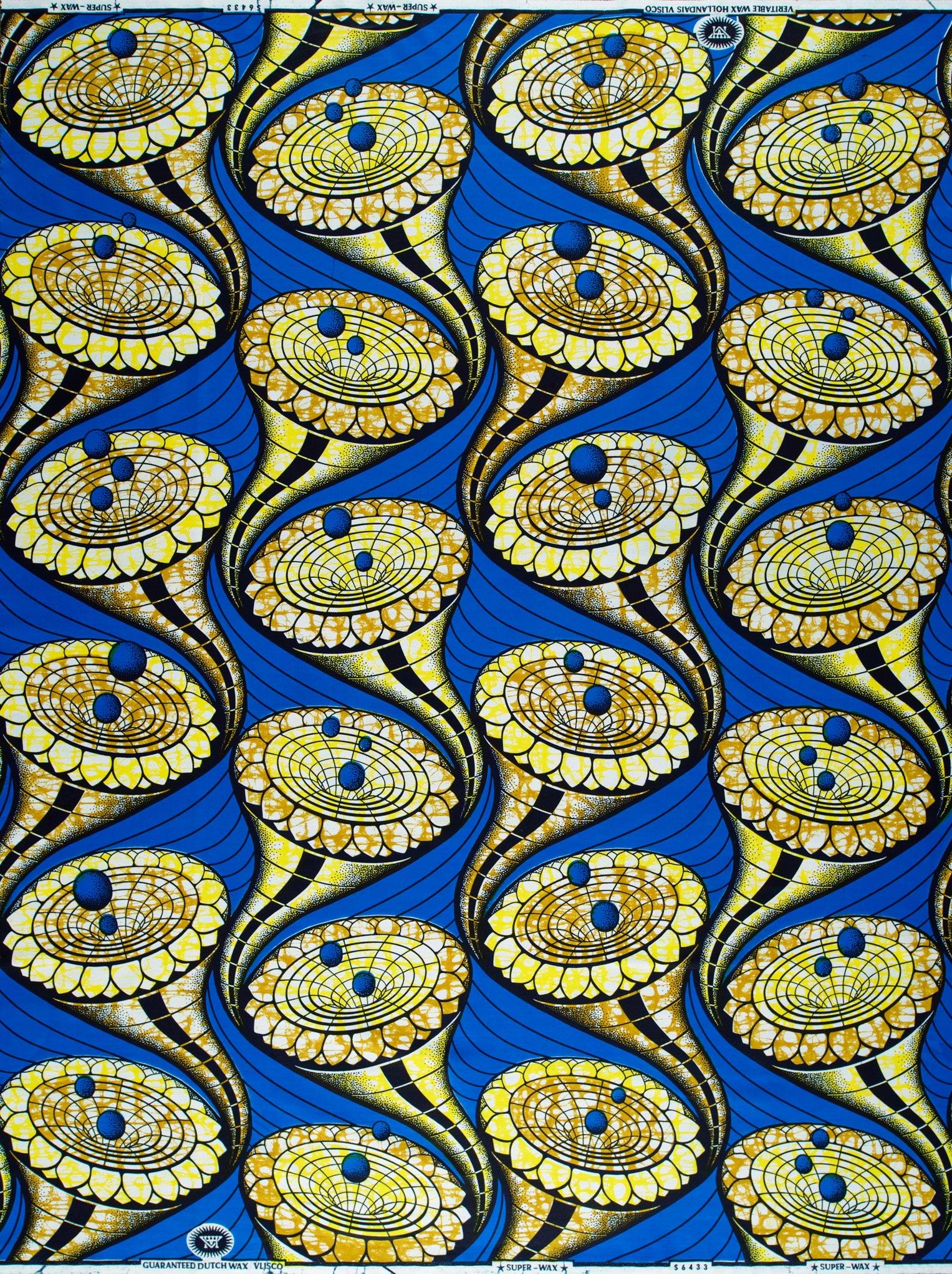 Vibrant blue gold african print super-wax vls6433.013