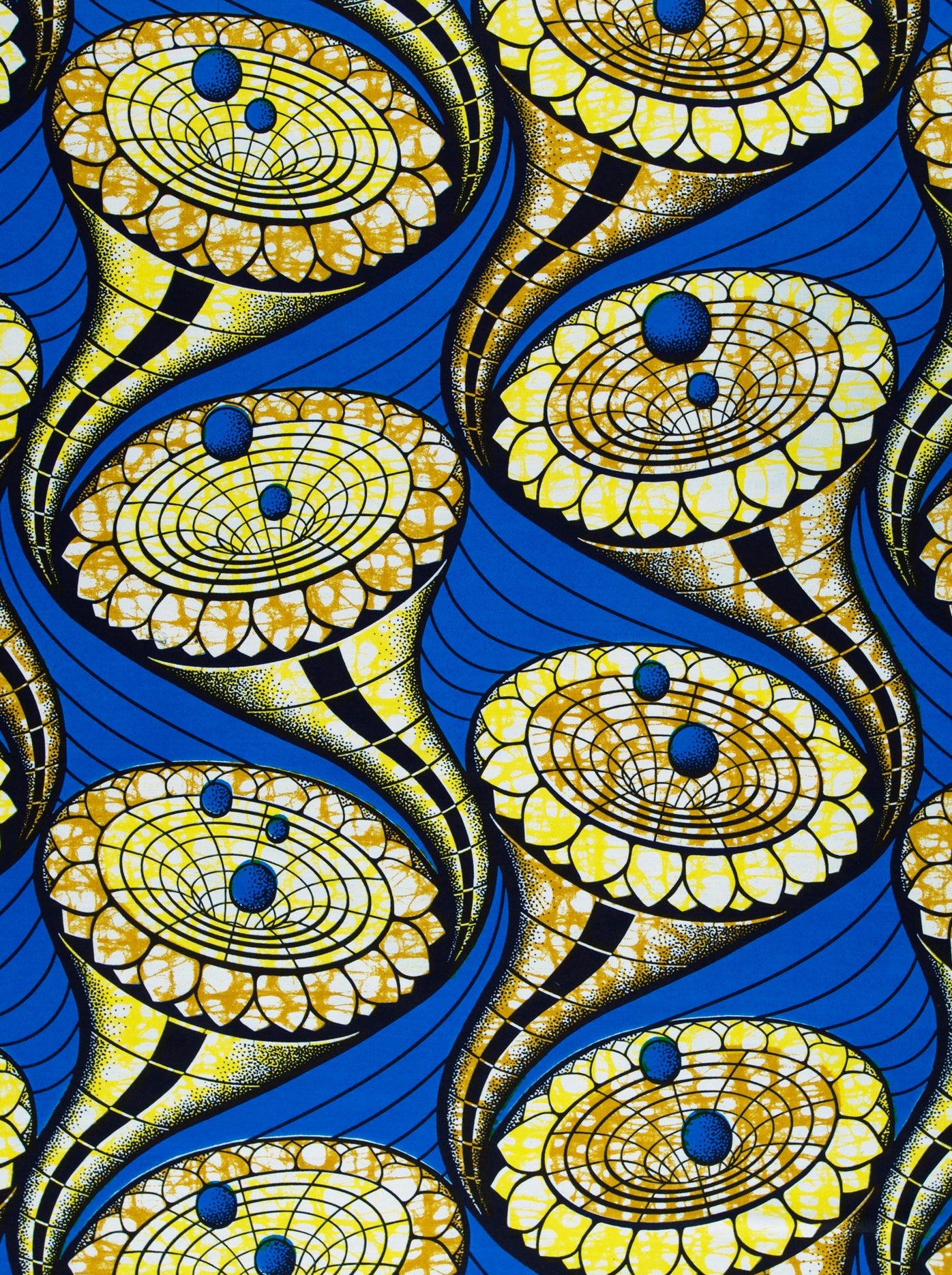Vibrant blue yellow african print super-wax vls6433.013