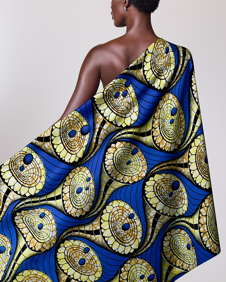 Vibrant blue yellow black patterned super-wax vls6433.013