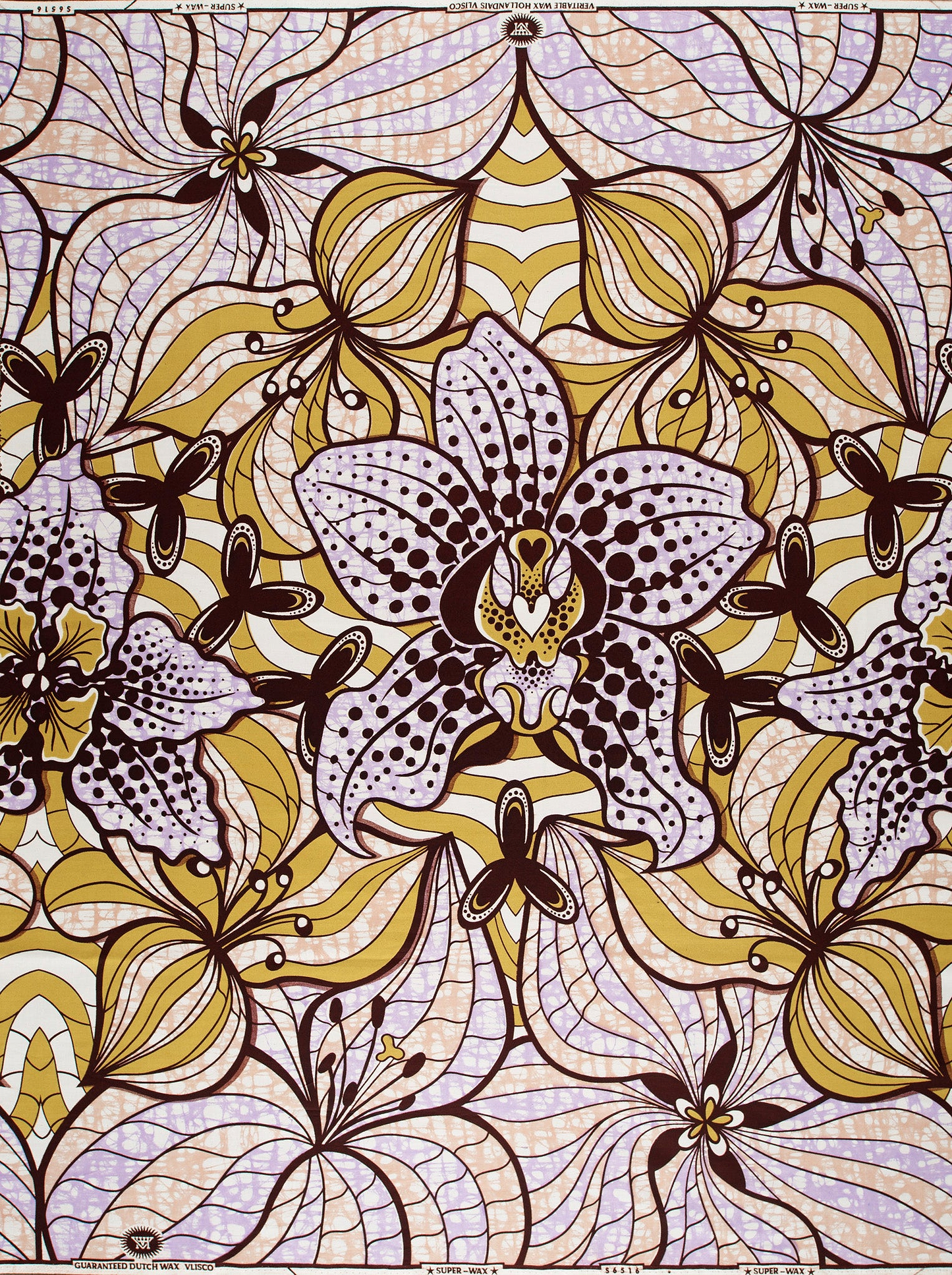 Vibrant patterned fabric stylized orchids super-wax vls6516.003