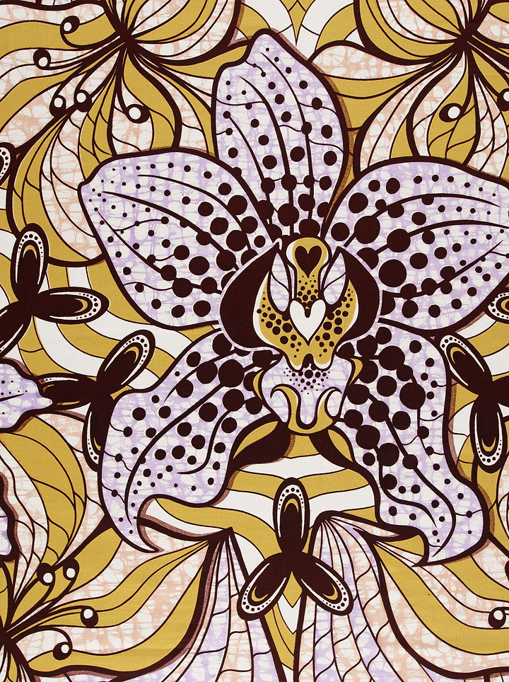 Stylized purple gold orchid pattern super-wax vls6516.003
