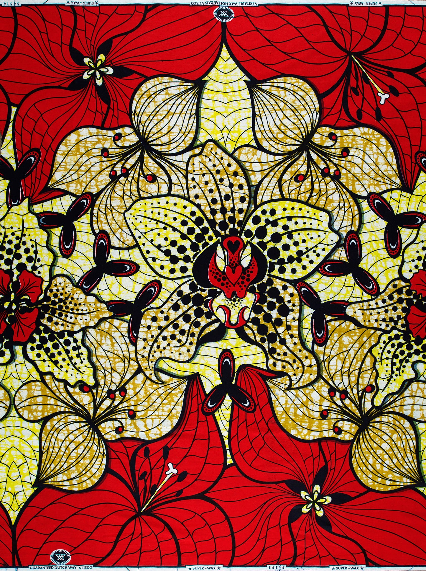 Vibrant red yellow african print super-wax vls6516.007