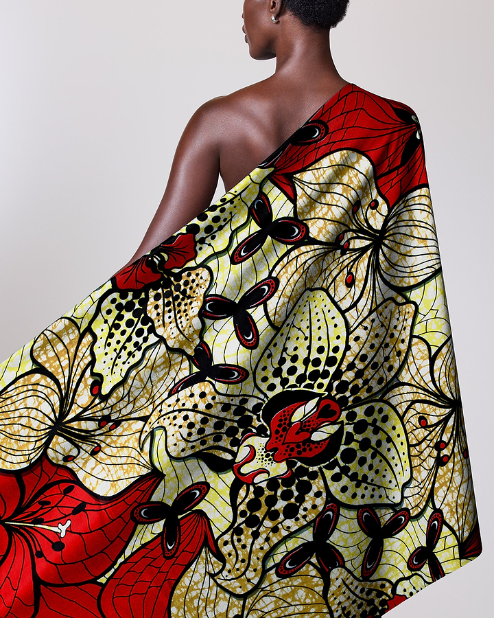 Vibrant one-shoulder wrap dress bold super-wax vls6516.007
