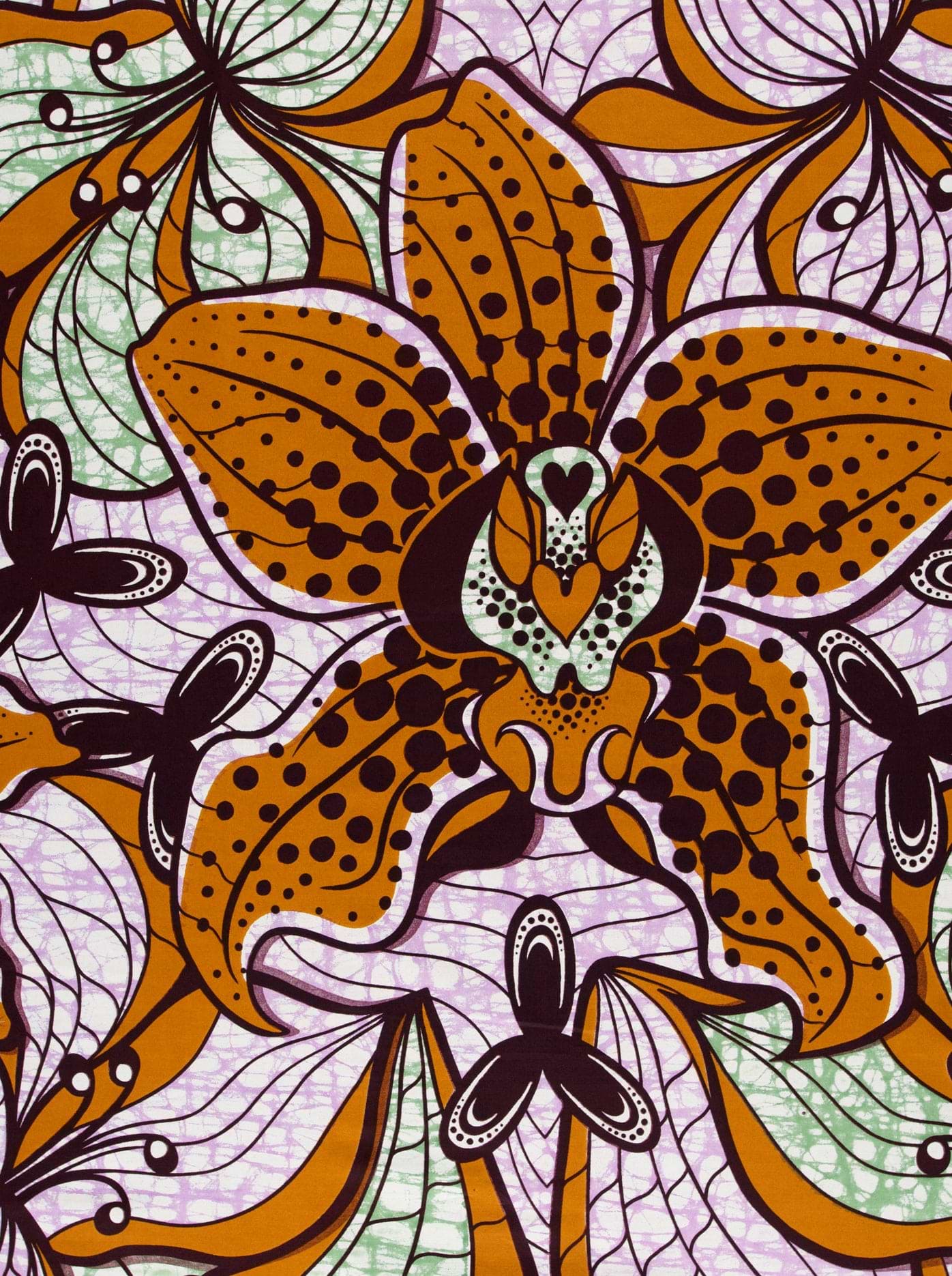 Vibrant orange orchid black polka super-wax vls6516.008