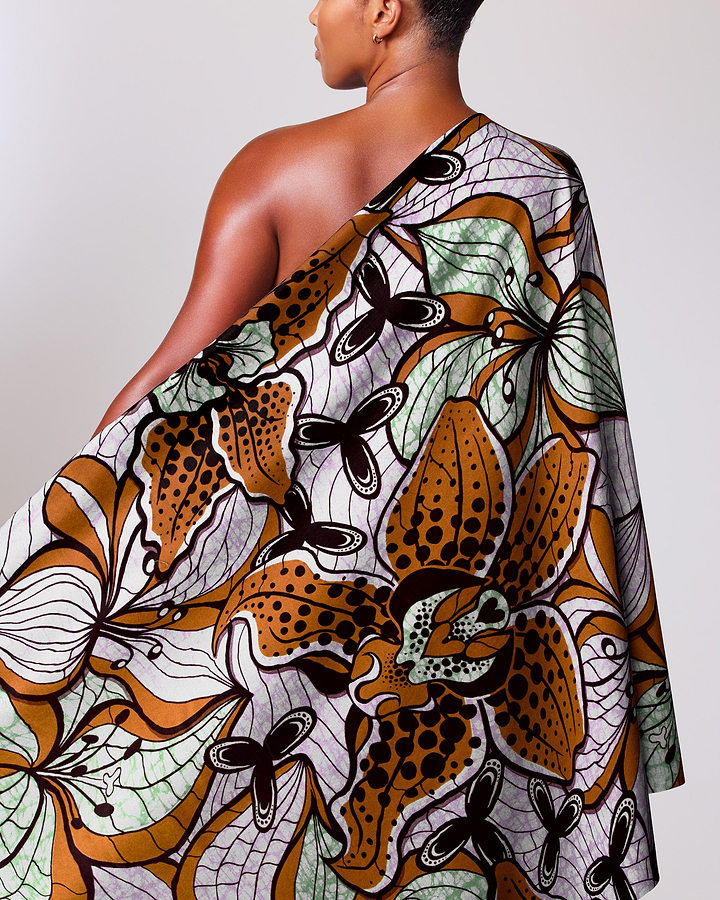 Vibrant one-shoulder wrap dress bold super-wax vls6516.008