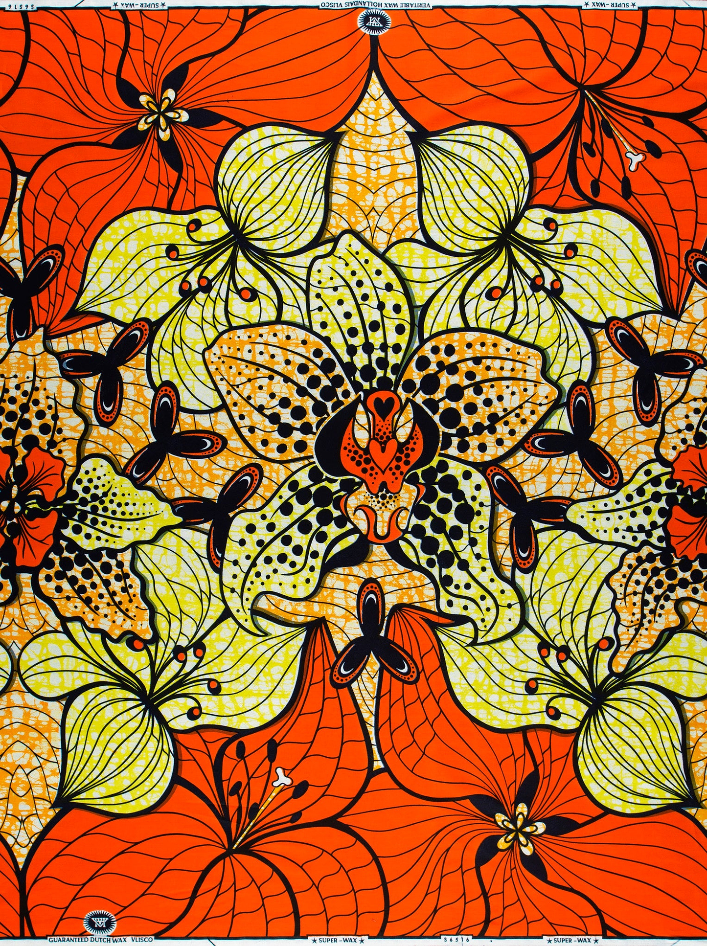 Vibrant orange lime green floral super-wax vls6516.013