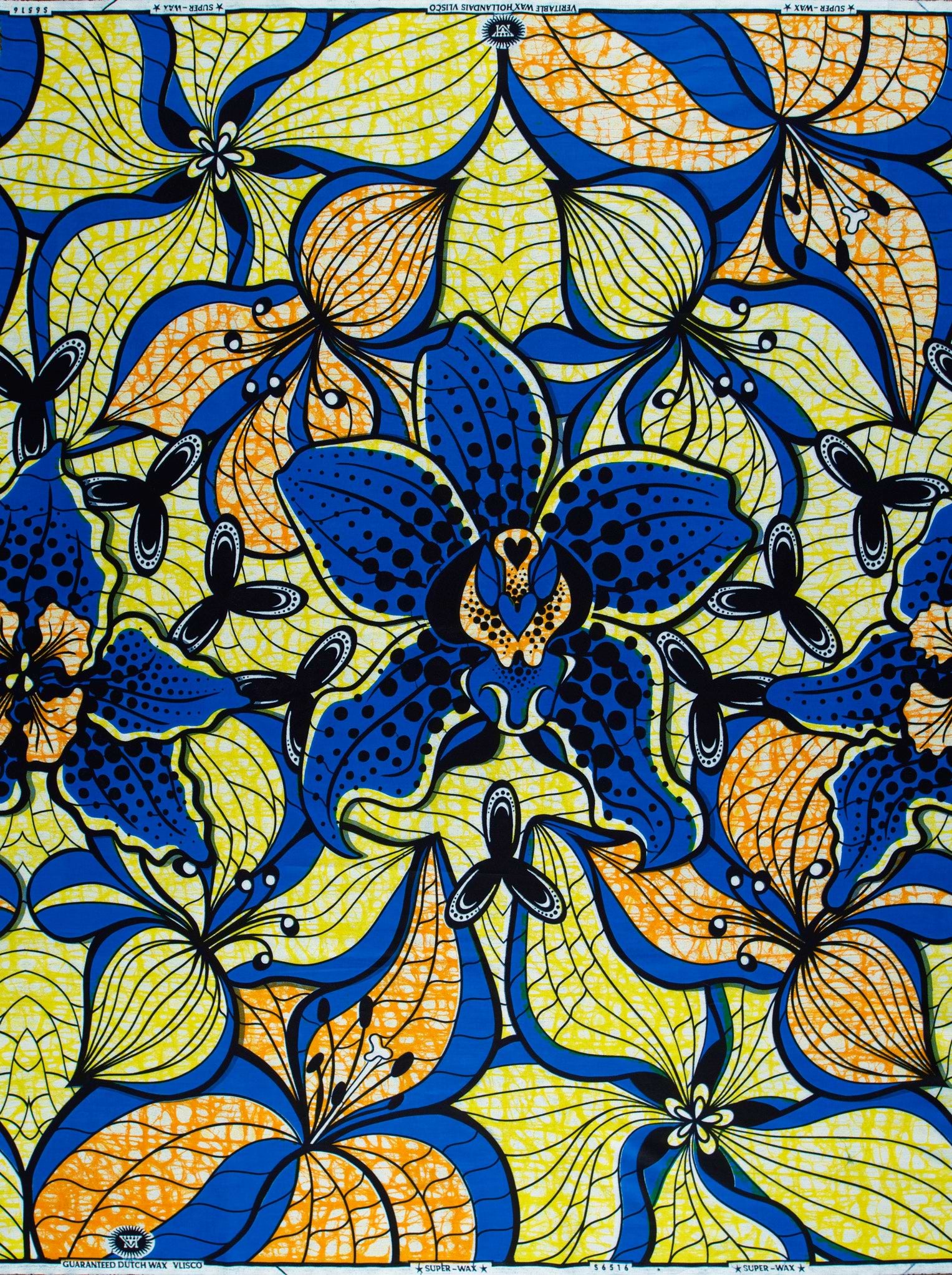 Vibrant blue yellow african print super-wax vls6516.014