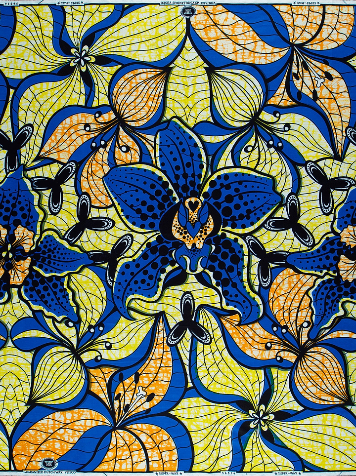 Vibrant blue yellow african print super-wax vls6516.014
