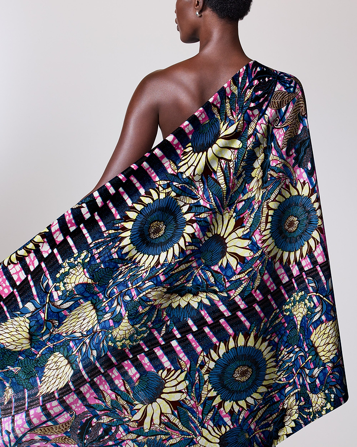 Vibrant one-shoulder wrap dress bold grand super-wax vls6579.002