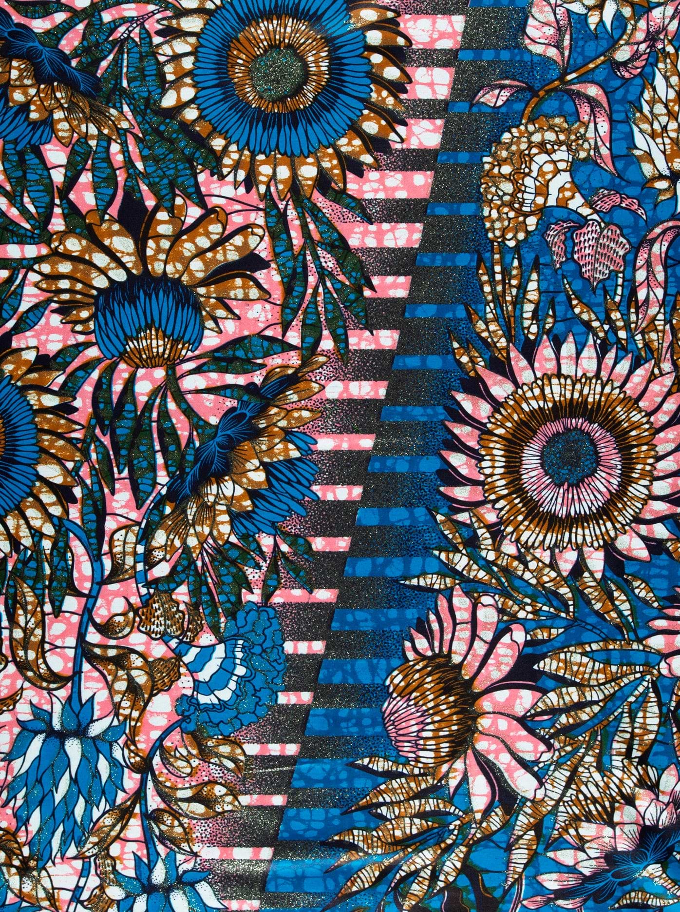 Vibrant blue pink floral-patterned fabric grand super-wax vls6579.007