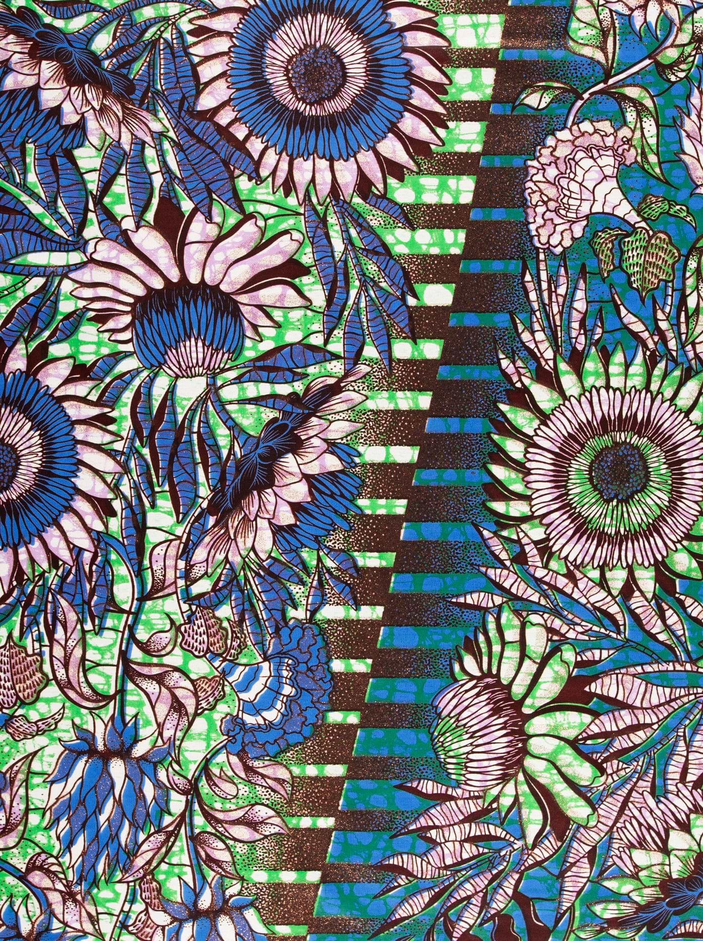 Vibrant blue pink floral-patterned fabric grand super-wax vls6579.010