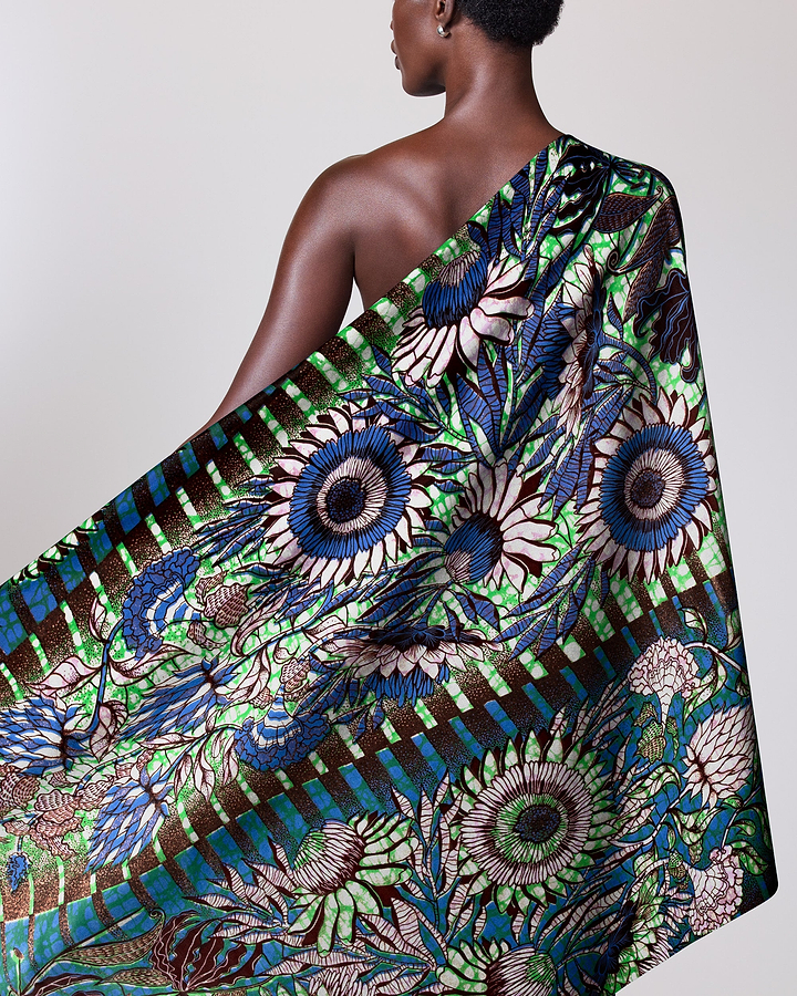 Vibrant one-shoulder wrap scarf bold grand super-wax vls6579.010