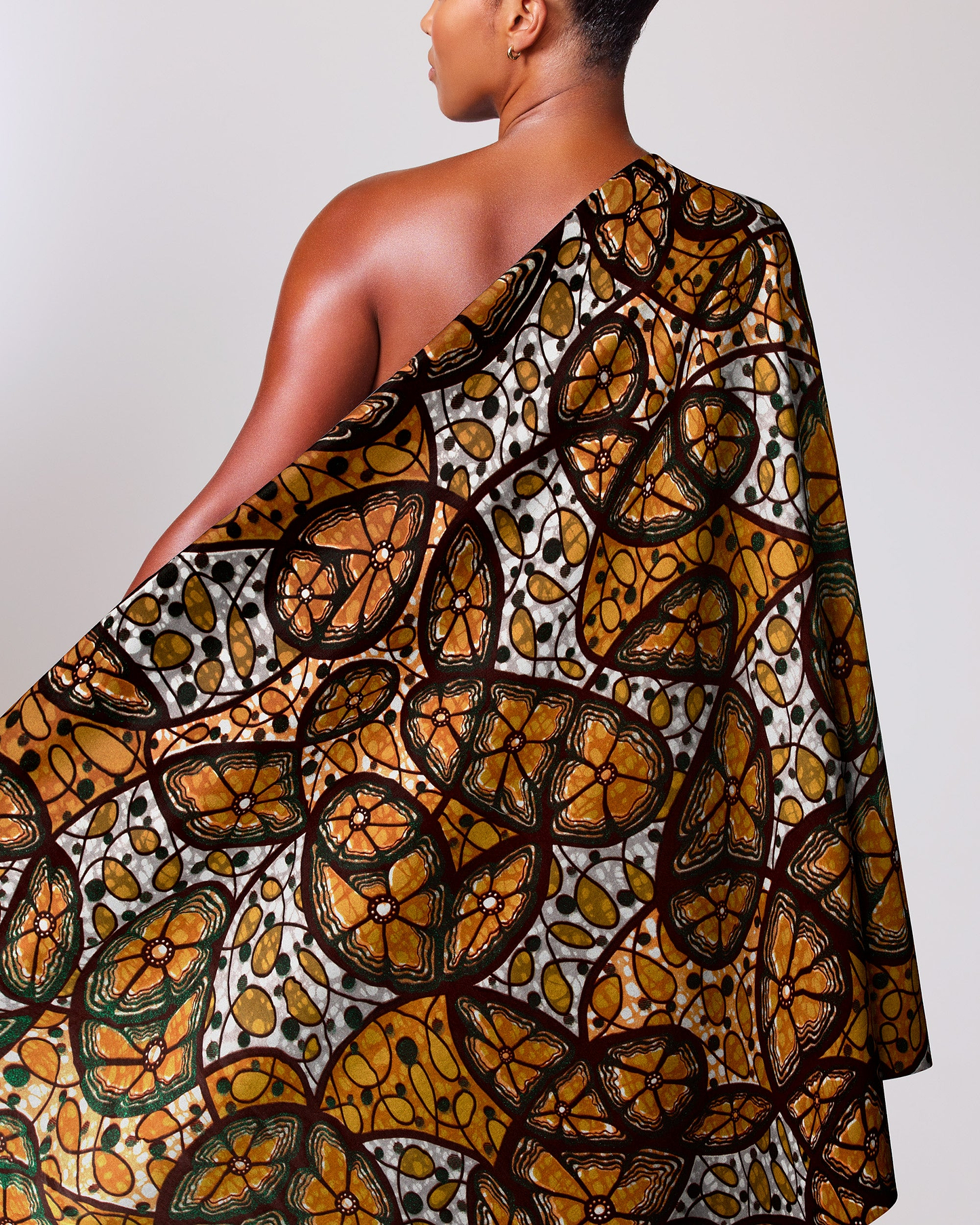 Vibrant one-shoulder wrap dress bold grand super-wax vls6635.010