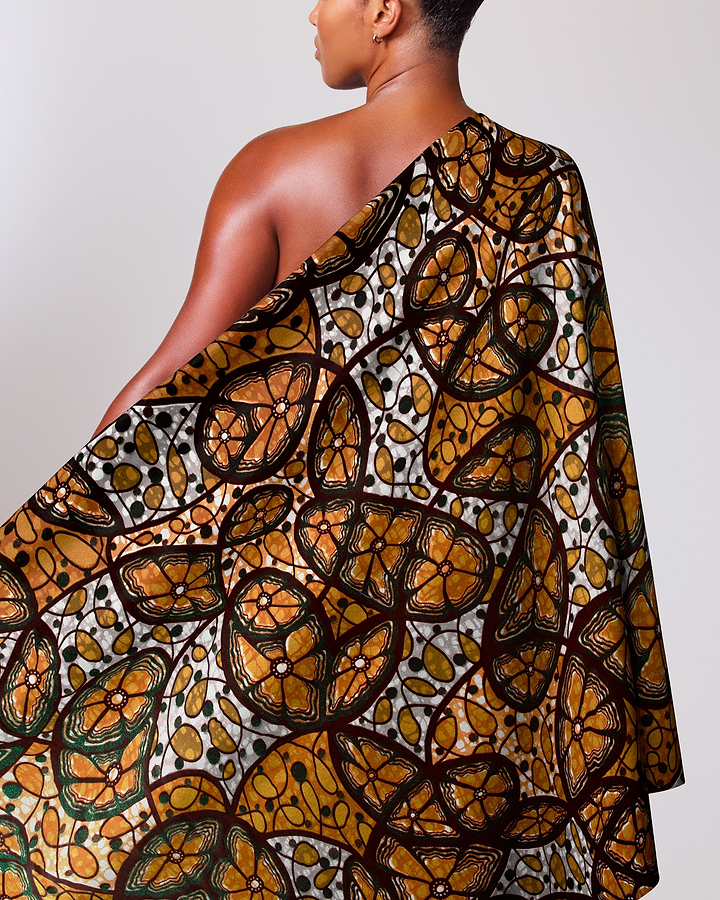 Vibrant one-shoulder wrap dress bold grand super-wax vls6635.010
