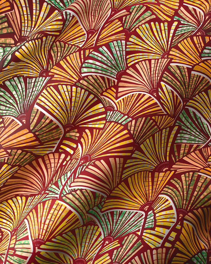 Vibrant fan-shaped patterns warm golds grand super-wax vls6740.001