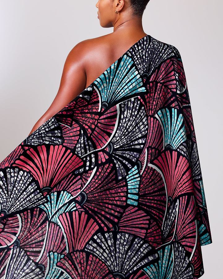 Vibrant one-shoulder dress bold pattern grand super-wax vls6740.006