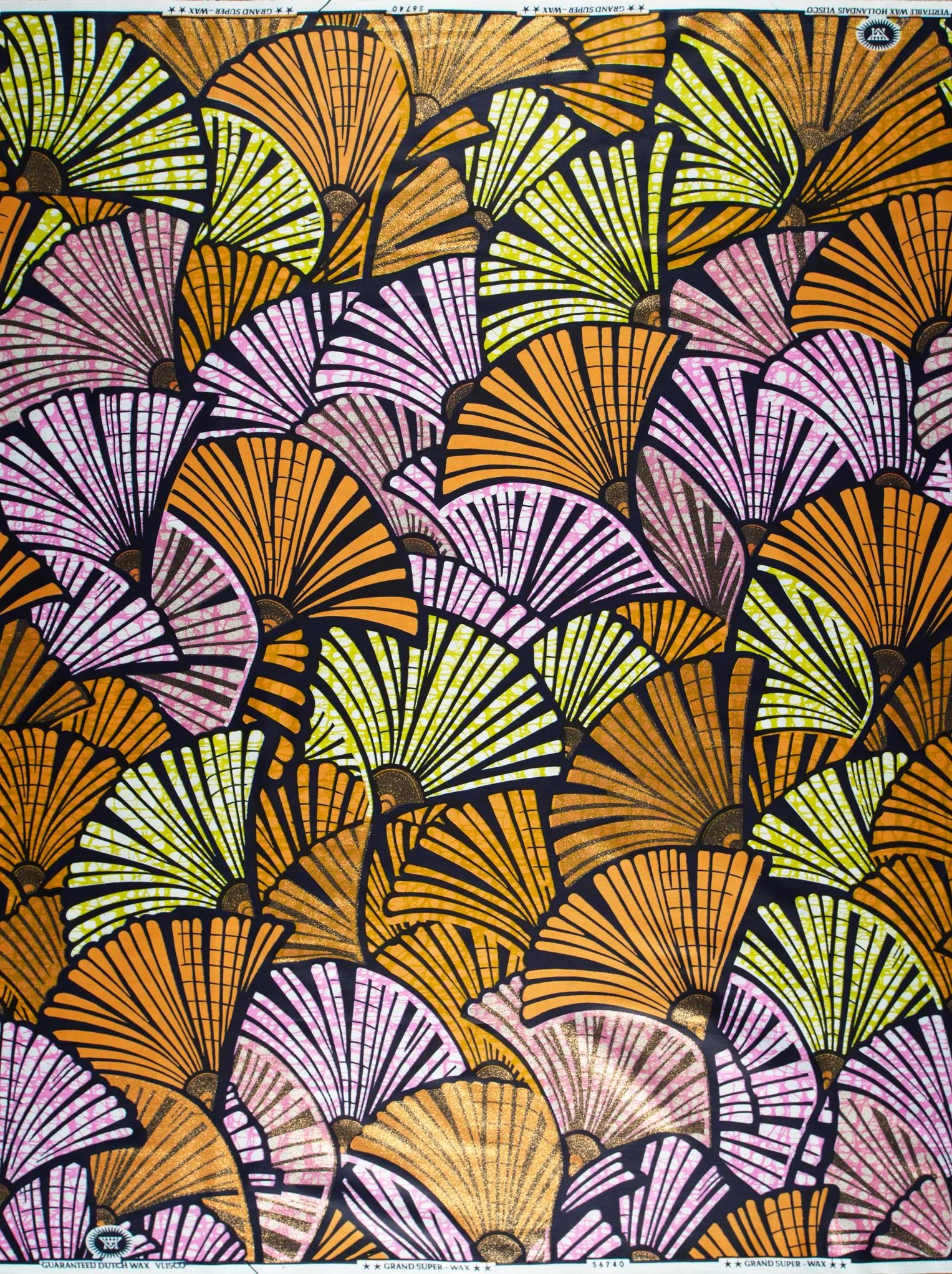 Vibrant fan-shaped patterns orange pink grand super-wax vls6740.011