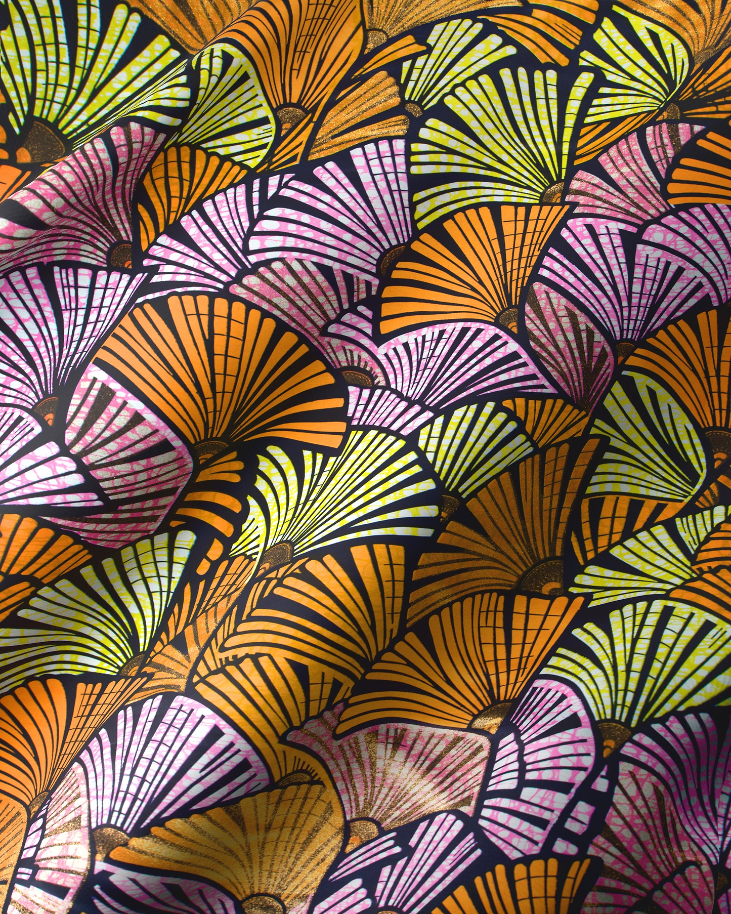 Vibrant patterned fabric stylized fan-shaped grand super-wax vls6740.011