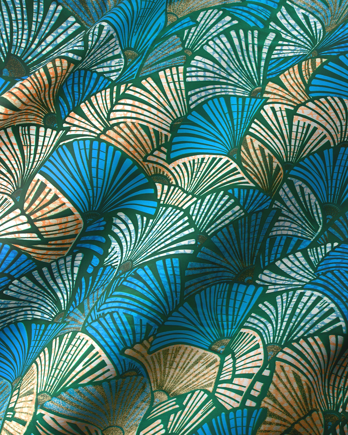 Vibrant blue teal ginkgo leaf grand super-wax vls6740.013