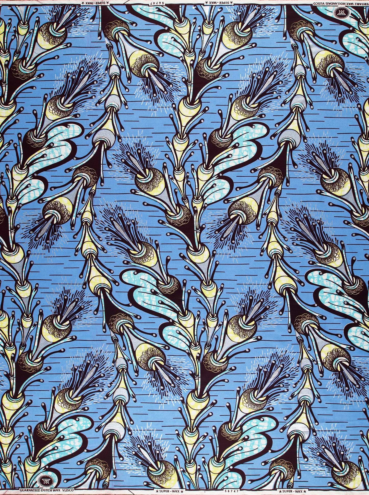 Vibrant blue african print fabric super-wax vls6747.011