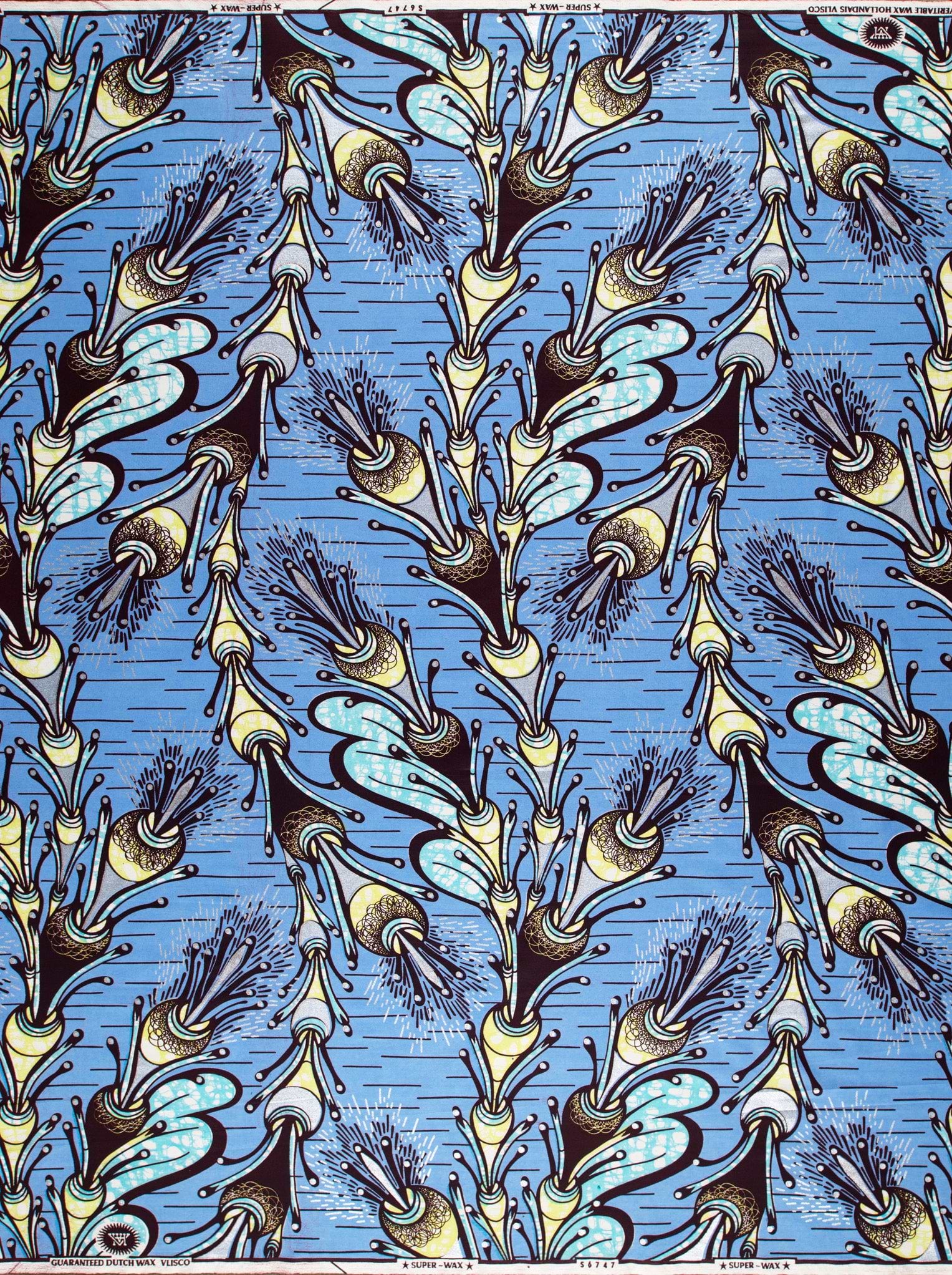 Vibrant blue african print fabric super-wax vls6747.011