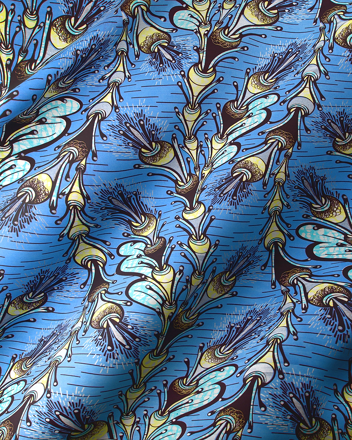 Blue fabric vibrant pattern stylized super-wax vls6747.011
