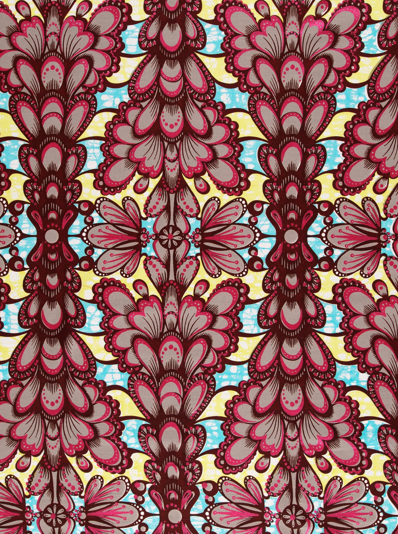 Vibrant floral-patterned fabric symmetrical layered super-wax vls6781.014