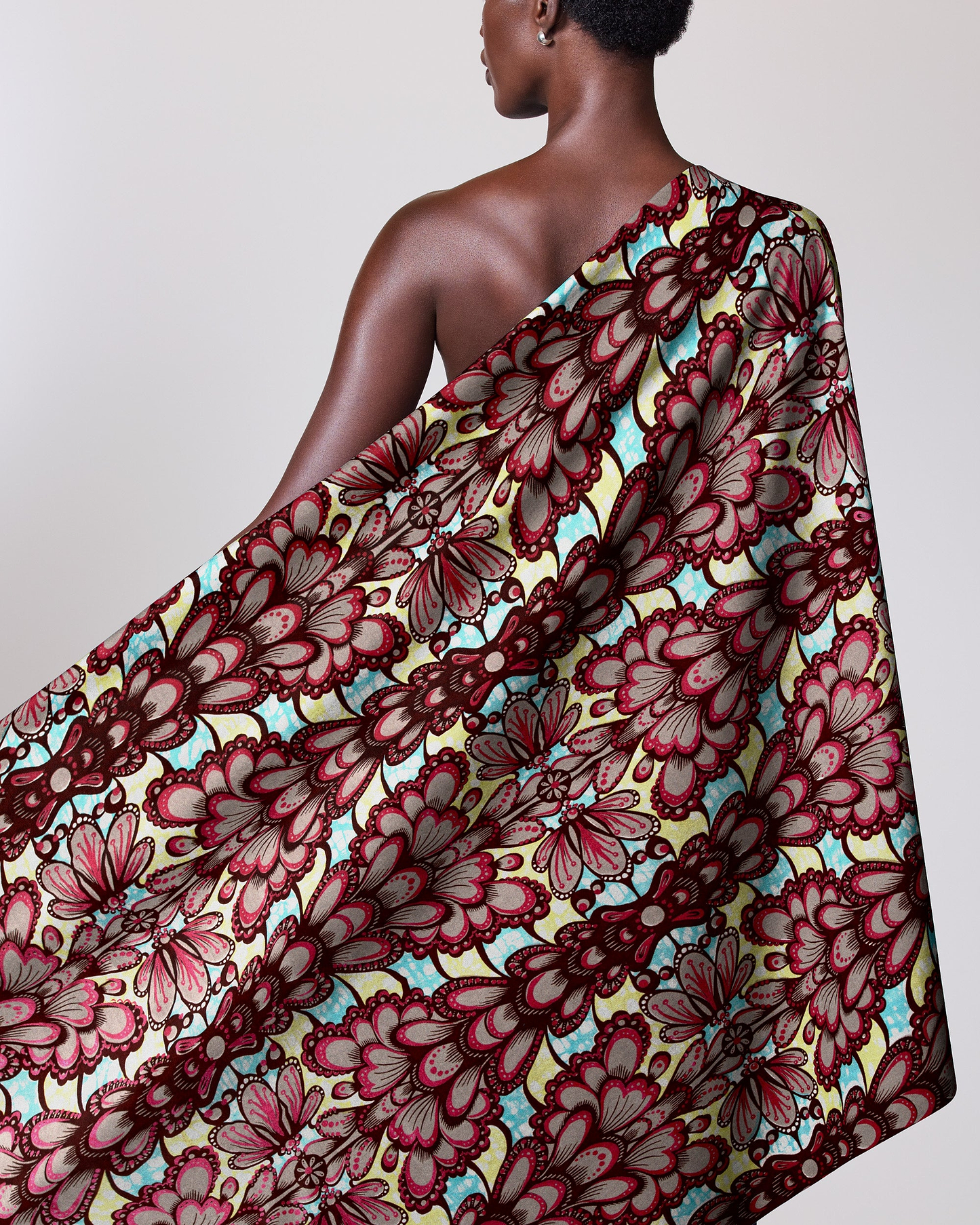 Vibrant one-shoulder wrap dress bold super-wax vls6781.014