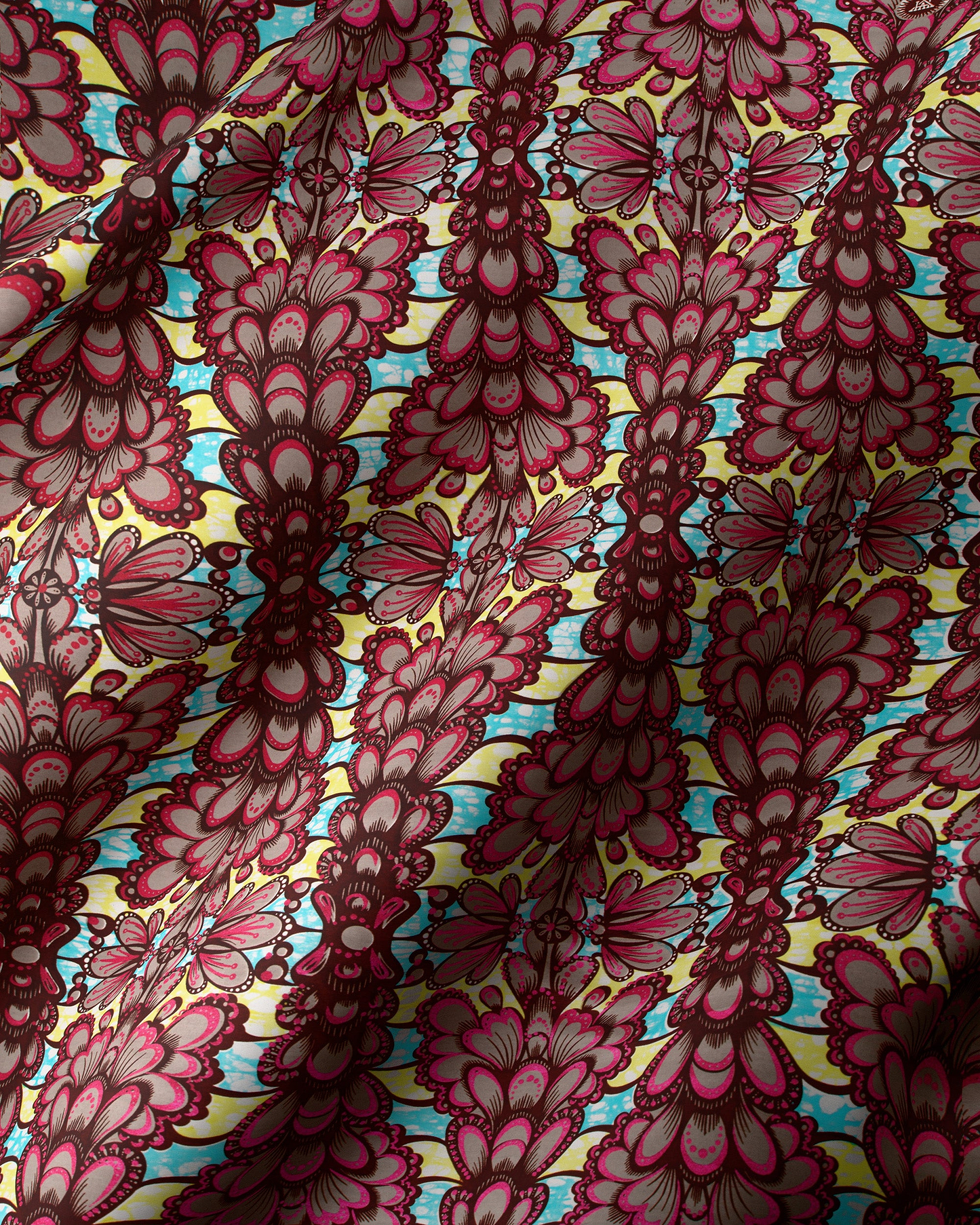 Vibrant yellow fabric bold maroon super-wax vls6781.014