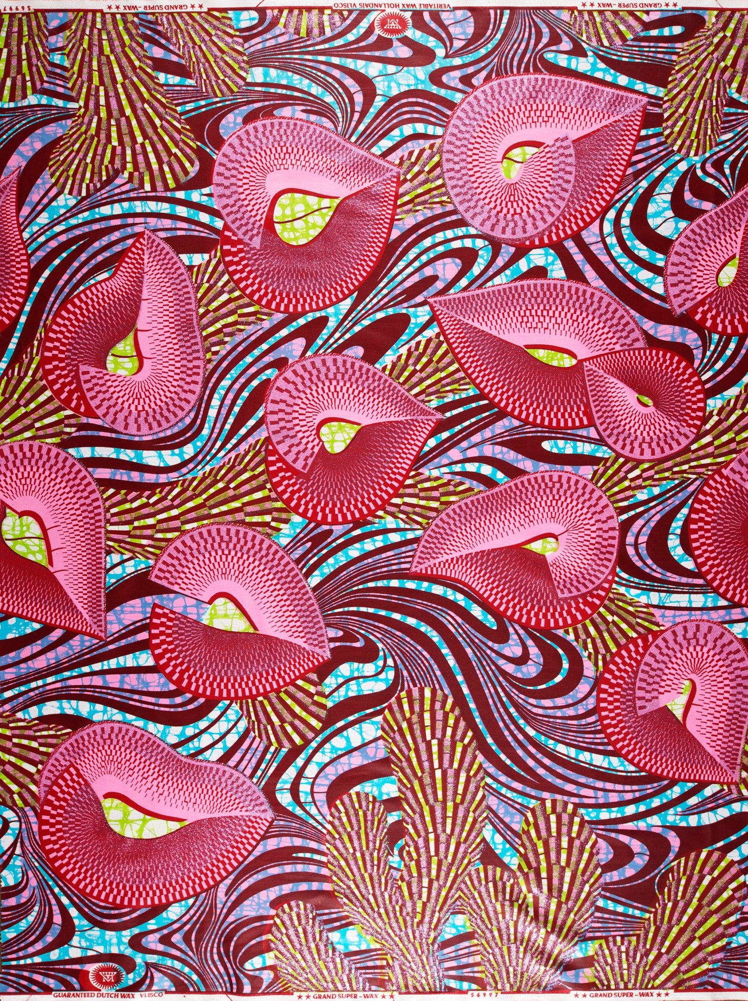 Vibrant pink geometrically patterned african grand super-wax vls6997.001