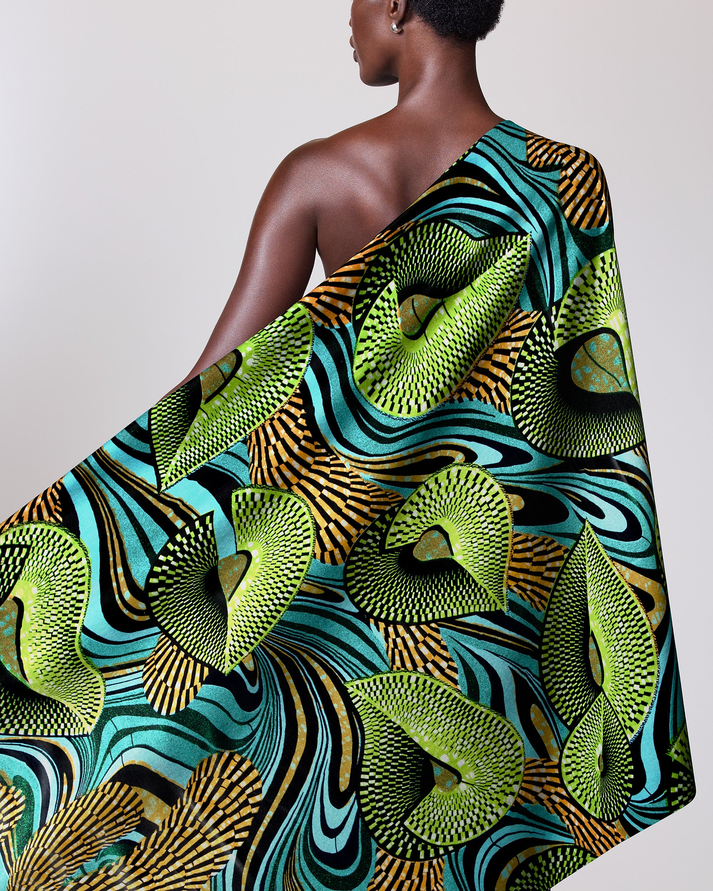 Vibrant one-shoulder wrap dress bold grand super-wax vls6997.002