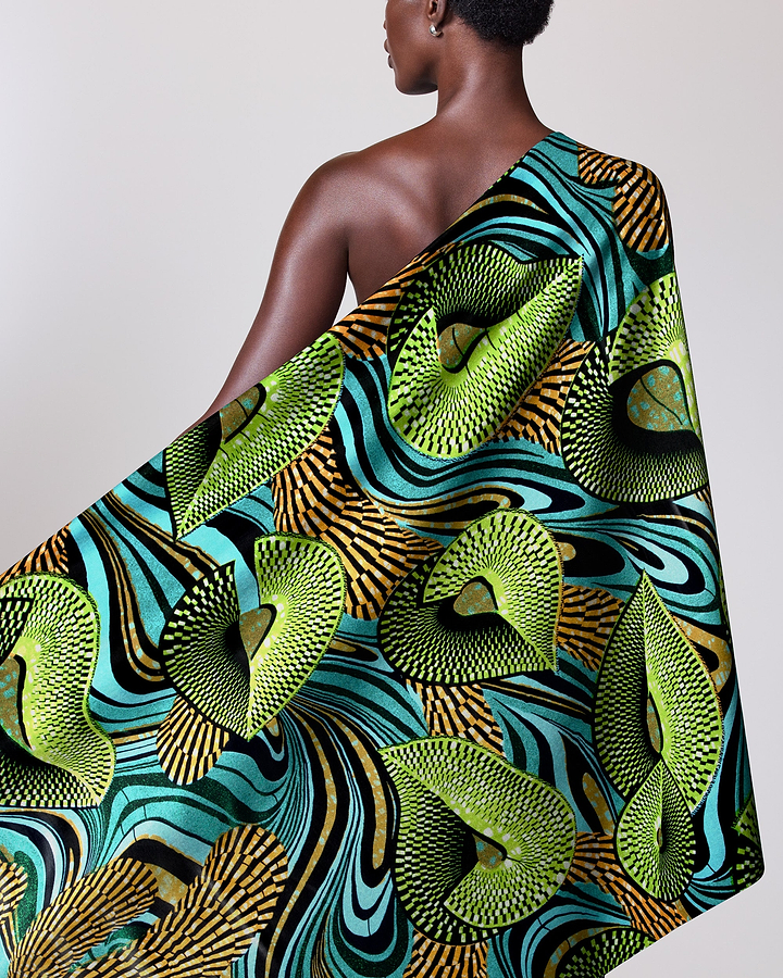 Vibrant one-shoulder wrap dress bold grand super-wax vls6997.002