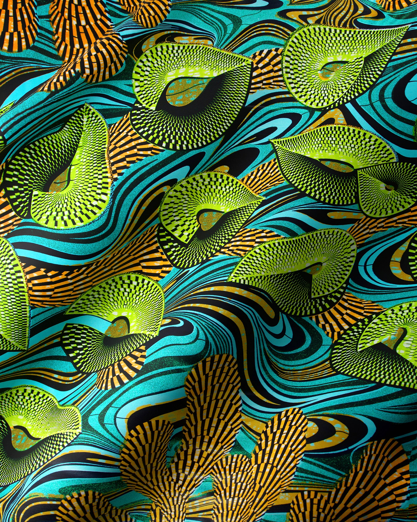 Vibrant turquoise black fabric bold grand super-wax vls6997.002