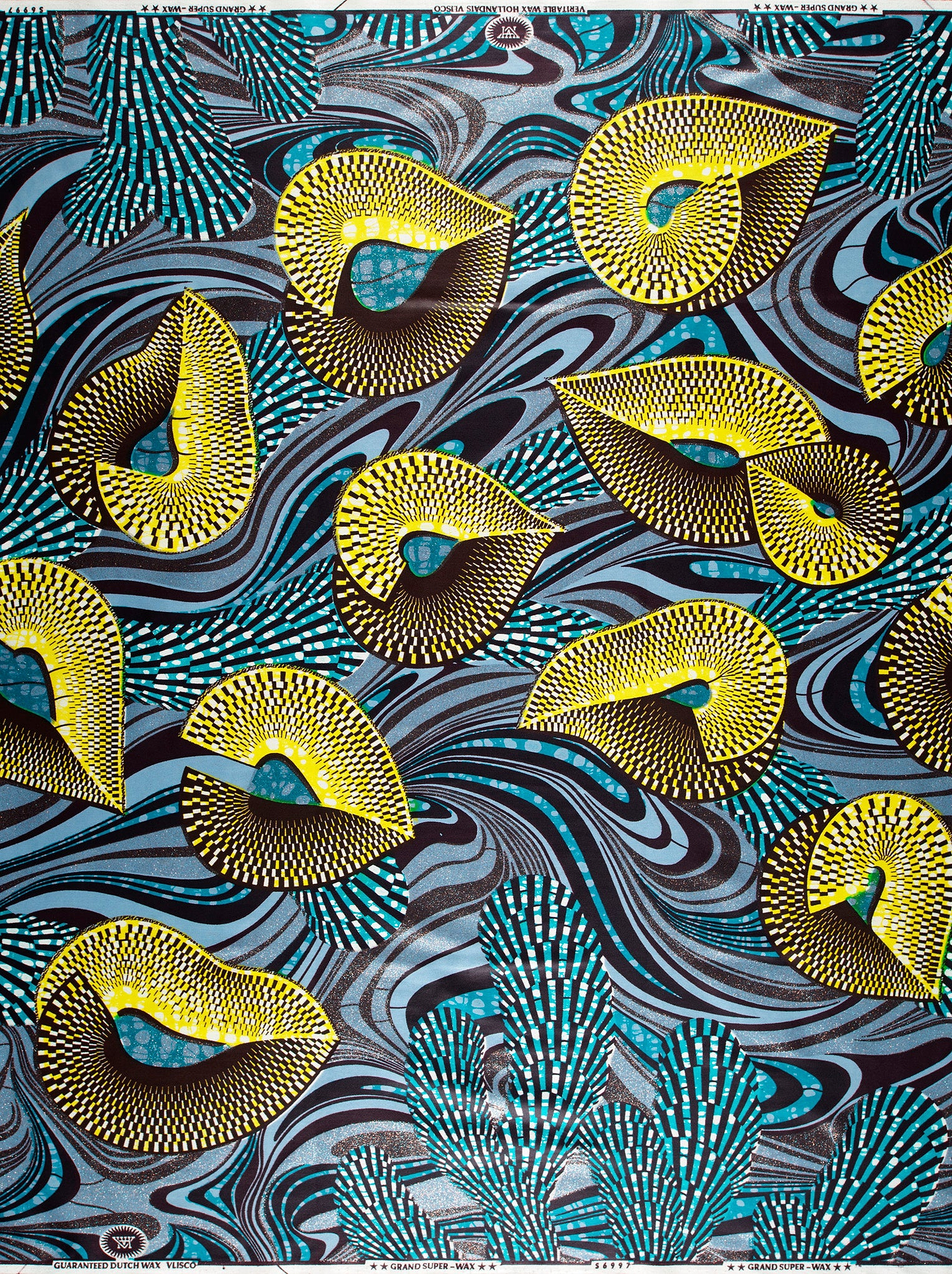 Vibrant yellow black geometric patterns grand super-wax vls6997.006