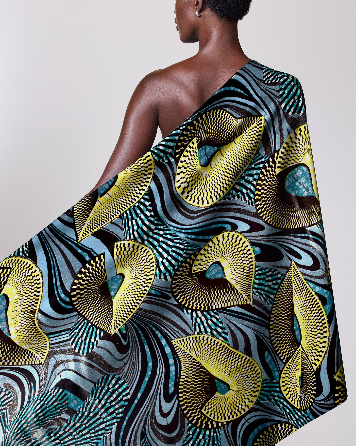 Vibrant one-shoulder wrap dress bold grand super-wax vls6997.006
