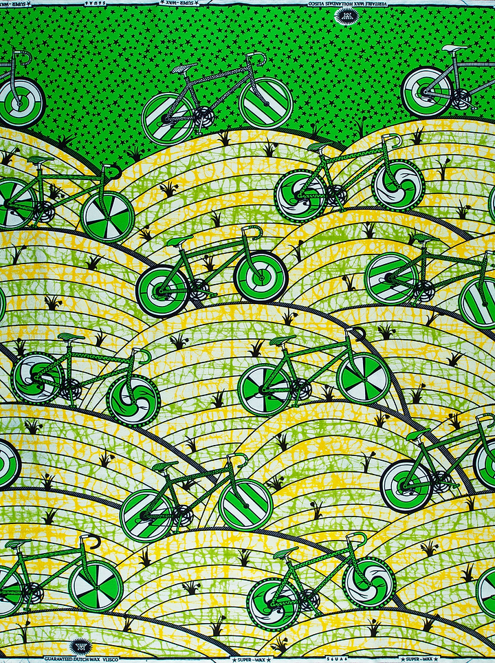 Green bicycle pattern printed vibrant super-wax vls6ua6.025