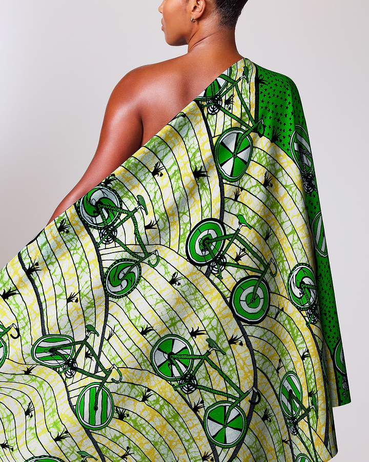 Vibrant green yellow patterned fabric super-wax vls6ua6.025
