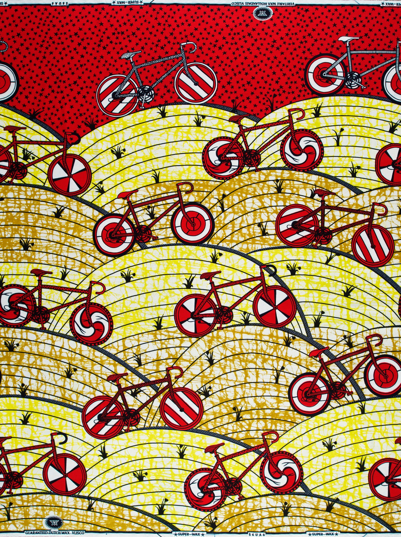 Vibrant red yellow fabric pattern super-wax vls6ua6.027