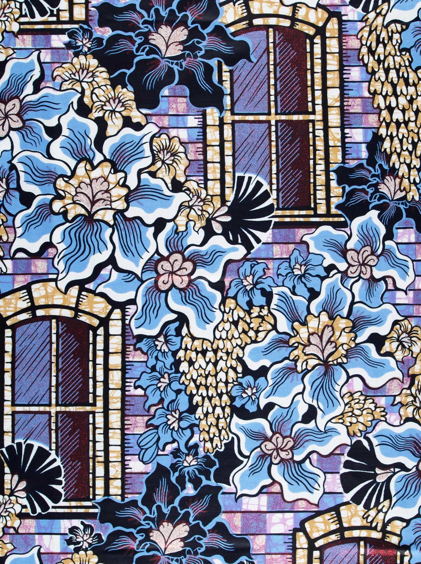 Vibrant blue gold floral patterned grand super-wax vls7072.002