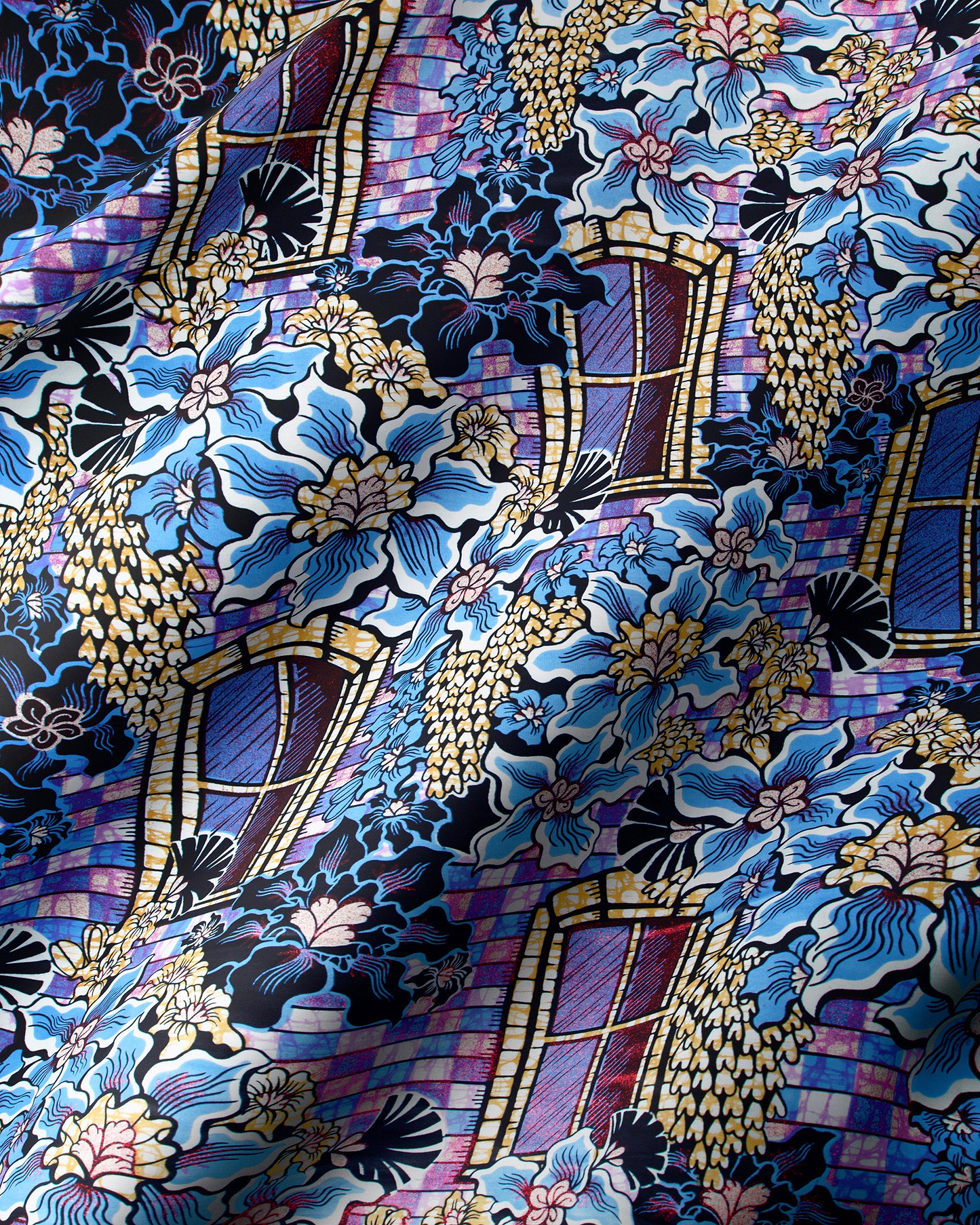 Vibrant blue purple floral fabric grand super-wax vls7072.002