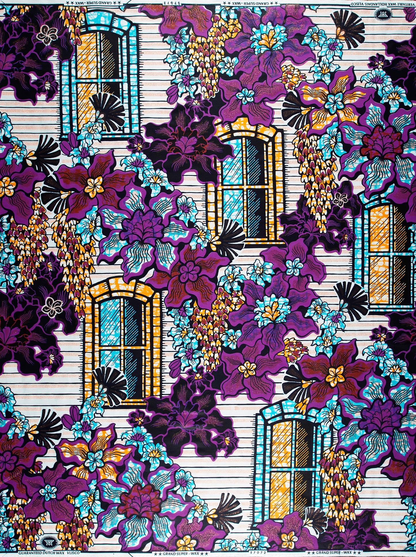 Vibrant purple teal floral patterned grand super-wax vls7072.003