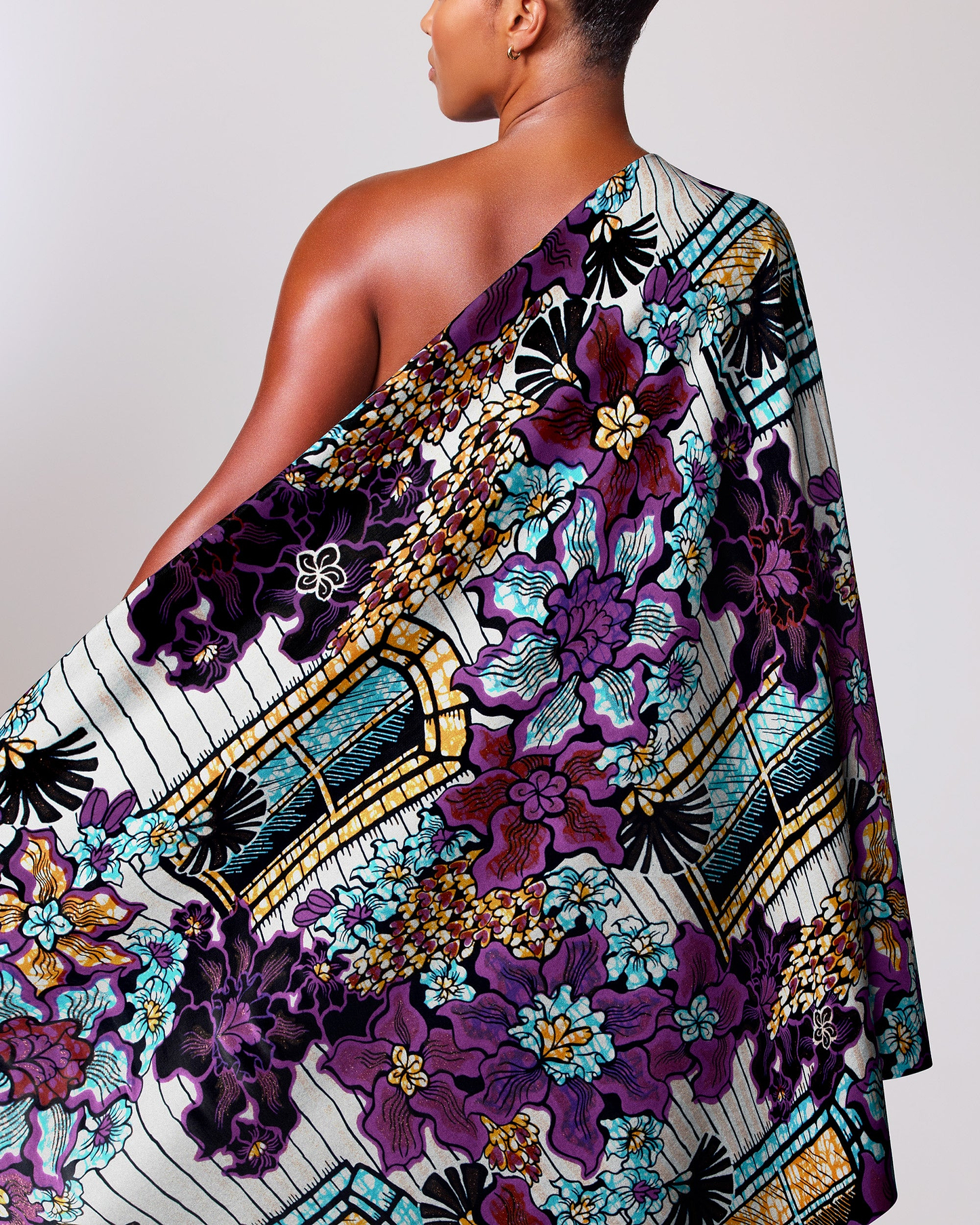 Vibrant one-shoulder wrap dress bold grand super-wax vls7072.003