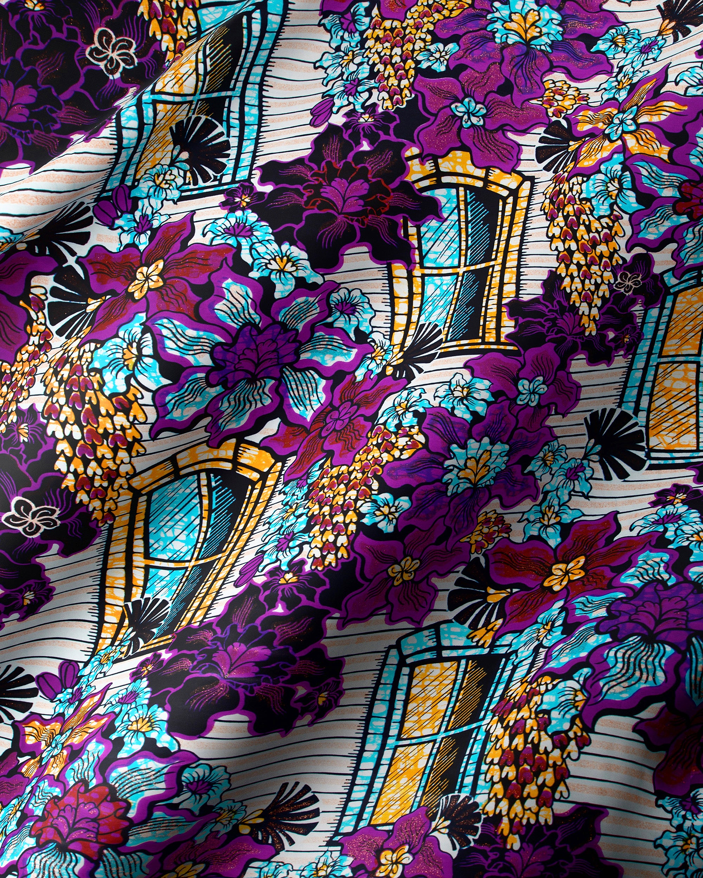 Vibrant purple teal floral patterned grand super-wax vls7072.003