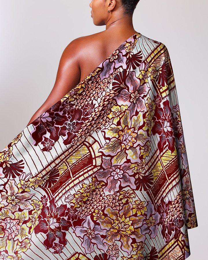Vibrant one-shoulder wrap dress bold grand super-wax vls7072.004