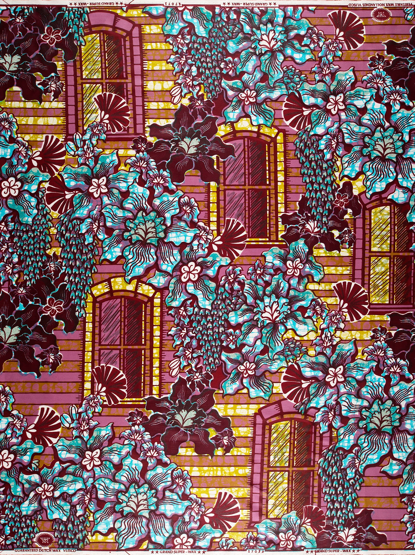 Vibrant patterned fabric bold teal grand super-wax vls7072.005