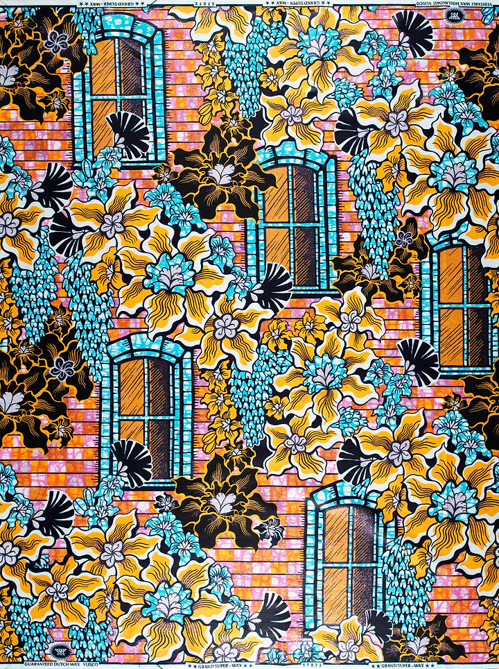 Vibrant floral-patterned fabric bold yellow grand super-wax vls7072.007