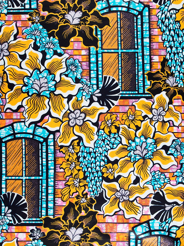 Vibrant floral-patterned fabric bold yellow grand super-wax vls7072.007