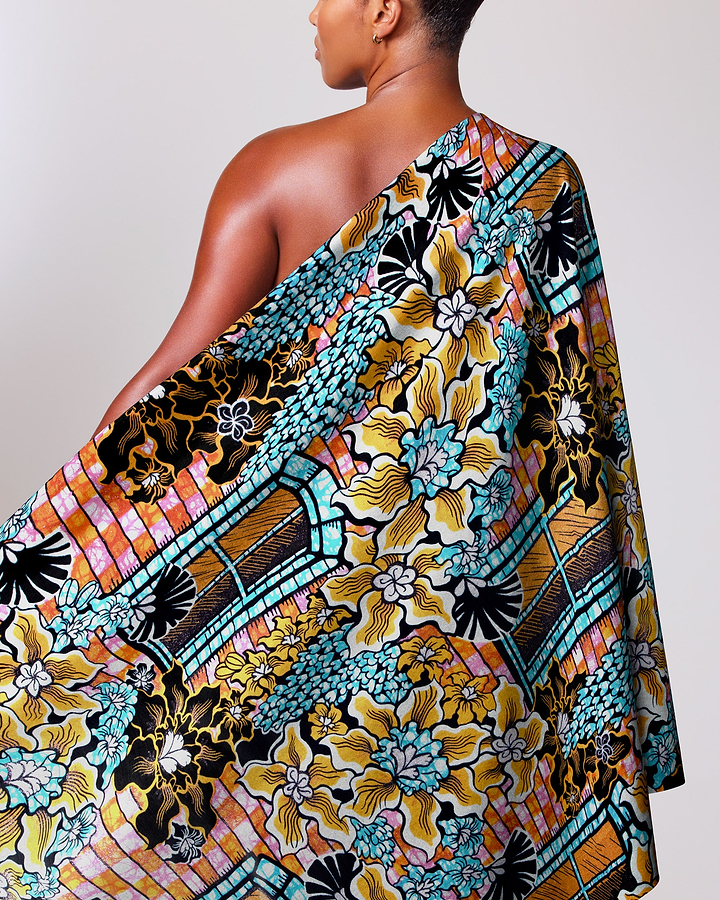 Vibrant one-shoulder wrap dress bold grand super-wax vls7072.007